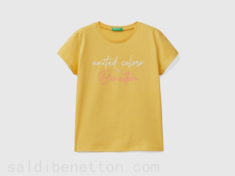(image for) On Line T-shirt con logo glitter in cotone bio